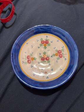 S.P. Hand Painted Floral Ceramic Small Plate